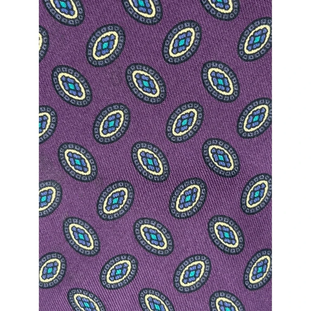 Robert Talbott Best of Class Silk Tie Purple Gold Blue Medallion Made in USA